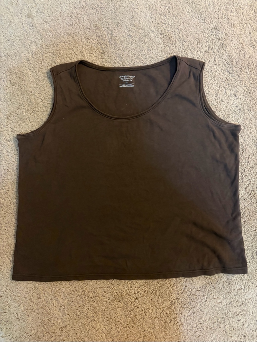 Christopher & Banks Dark Brown Scoop Neck Tank